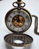 Vintage Bronze Color Pocket Watch With Roman Numerals