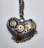 Steampunk Heart Pendant Necklace In Dual Tone