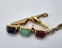 Vintage Gold Tone Tie Clip With 3 Engraved Scarabs