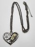 Steampunk Heart Pendant Necklace In Antique Silver Tone