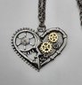 Steampunk Heart Pendant Necklace In Antique Silver Tone