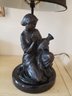 Vintage Bronze? Table Lamp With Woman Holding Urn