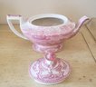 Unusual Antique Crown Ducal England Colonial Times Mayflower, Pink Scalloped Tea Pot
