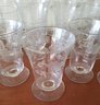Large Lot Of Etched Glass Champagne Glasses And Wine Glasses Wine Of Various Sizes