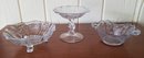 Trio Of Vintage Etched Glass Candy Dishes
