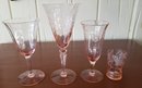 Large Lot Of Pink Depression Glass Glasses, Four Sizes