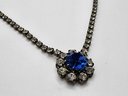 Vintage Blue Rhinestone Necklace From The 1950s