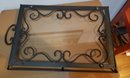 Wrought Iron And Glass Serving Tray With Handles