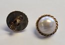 14K Yellow Gold Mabe Pearl Earrings With Rope Design 18MM PEARLS