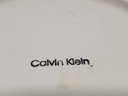 Calvin Klein Round Footed Sand Color Glazed Stoneware Pottery Plate / Serving Dish