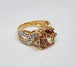 Premium White & Brown CZ, 18k Yellow Gold Over Sterling Ring