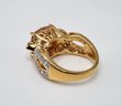 Premium White & Brown CZ, 18k Yellow Gold Over Sterling Ring