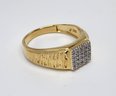 White Diamond, 14k Yellow Gold Over Sterling Mens Band Ring