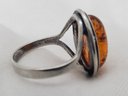 Vintage Sterling Silver Baltic Amber Ring ~ 9/16' X 7/16' ~ 2.97 Grams ~ Size 6