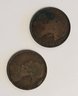 (2) 1889 One Penny Large Cents Great Britian