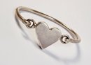 (valentine) Vintage Solid Sterling Silver Heart Cuff Bangle Bracelet