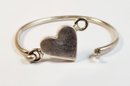 (valentine) Vintage Solid Sterling Silver Heart Cuff Bangle Bracelet