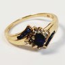 Vintage 14k  Yellow Gold Sapphire And Diamond  Ring