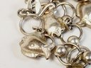 Vintage Sterling Silver Fish Charm Bracelet