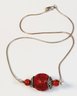 Vintage Sterling Silver Carved Cinnabar Pendant Necklace