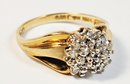 Vintage 14k Yellow Gold Diamond Cluster Ring