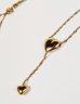 14k Yellow Gold Dangling Heart Pendant With  Spiral Rope Chain Necklace