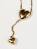 14k Yellow Gold Dangling Heart Pendant With  Spiral Rope Chain Necklace