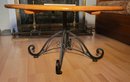 Wrought Iron And Yellow Pine Lazy Susan Coffee Table