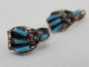 Vintage Sterling Silver Native American Turquoise Wraparound Earrings ~ 1.70 Grams