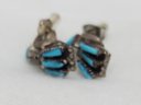 Vintage Sterling Silver Native American Turquoise Wraparound Earrings ~ 1.70 Grams