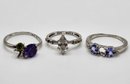 Lot Of 3 As Is Sterling Silver Rings