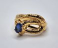 Kyanite Intertwined Snake Ring In Yellow Gold Over Sterling