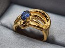 Kyanite Intertwined Snake Ring In Yellow Gold Over Sterling