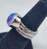 Sajen Silver Quartz Double Lavender Opal Stackable Ring In Platinum Over Sterling