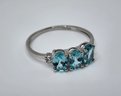 Green Apatite, Diamond Accent Ring In Platinum Over Sterling