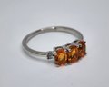 Diamond & Fire Opal Ring In Platinum Over Sterling