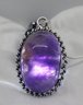 Silver Plated 18' Necklace With A Beautiful Amethyst Pendant 1 1/4' X 3/4'