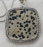 Silver Plated 18' Necklace With A Large 1 1/8' X 1 1/8' Dalmatian Quartz