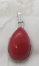 Silver Plated 18' Necklace With A Beautiful Red Coral 1' X 11/16'