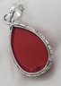 Silver Plated 18' Necklace With A Beautiful Red Coral 1' X 11/16'