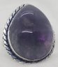 Silver Plated Size 6 Natural Amethyst Teardrop Ring 7/8 X 3/4