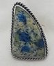 Silver Plated Size 10 K2 Blue Azurite Ring 1 1/4 X 3/4