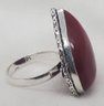 Silver Plated Size 6.5 Blood Red Coral Ring 1' X 11/16'
