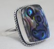 Silver Plated Size 10 Abalone Shell Ring 3/4 X 5/8