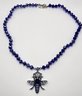 Austrian Crystal & Blue Glass Honey Bee Pendant Necklace