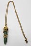 Green Aventurine Pendant Necklace In Plated Yellow Gold Stainless Steel