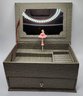 Wooden Texture 2 Tier Musical Jewelry Box With Top Mirror