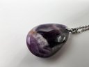Bi Color Amethyst Drop Pendant Necklace In Stainless