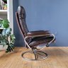 Vintage Stressless Leather Recliner & Ottoman