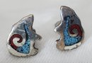 Vintage Sterling Silver Southwest Style Turquoise Earrings ~ 1.08 Grams